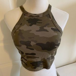 Zara camo cropped halter top